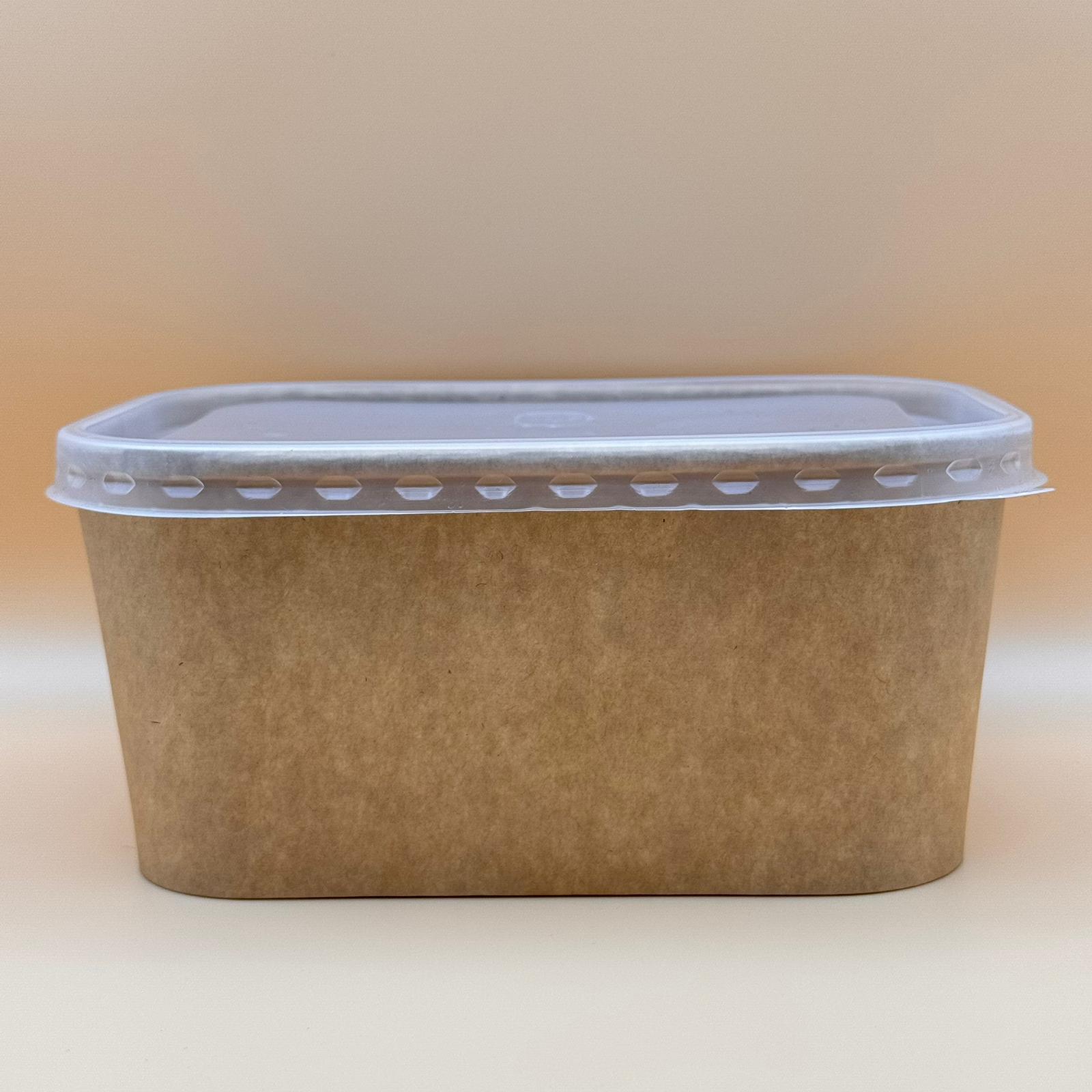 1000ml Kraft Rectangle Container + Lids